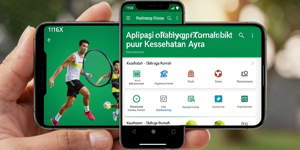 Screenshot aplikasi 116X menampilkan berbagai latihan olahraga rumah.