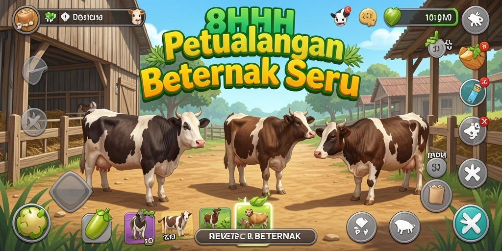 Tampilan antarmuka permainan Beternak yang menarik dan interaktif.