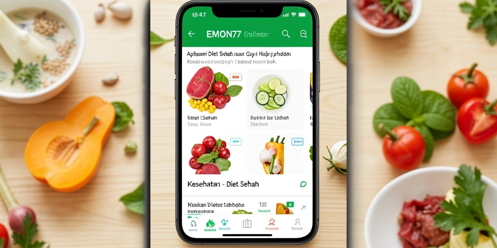 Tampilan antarmuka EMON77 dengan fungsi Diet Sehat yang intuitif.