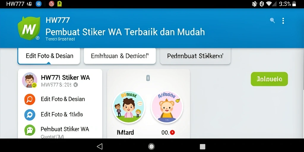 Tampilan antarmuka HW777 untuk membuat stiker WA yang menarik.