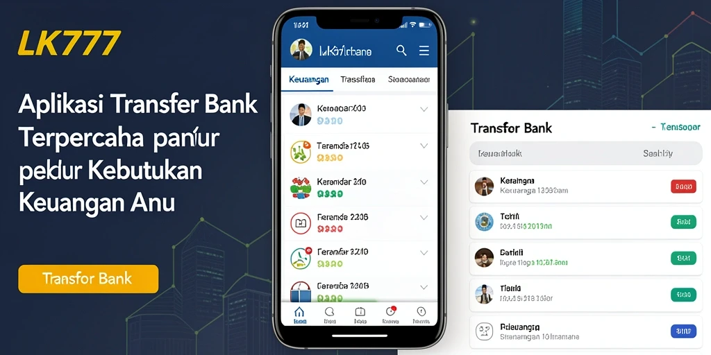 Antarmuka aplikatif LK777 yang modern dan intuitif untuk Transfer Bank.