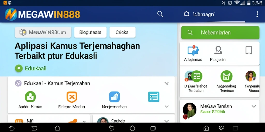 Tampilan antarmuka MEGAWIN888 yang mudah digunakan untuk terjemahan.